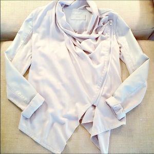 Asymmetric leather fabric jacket